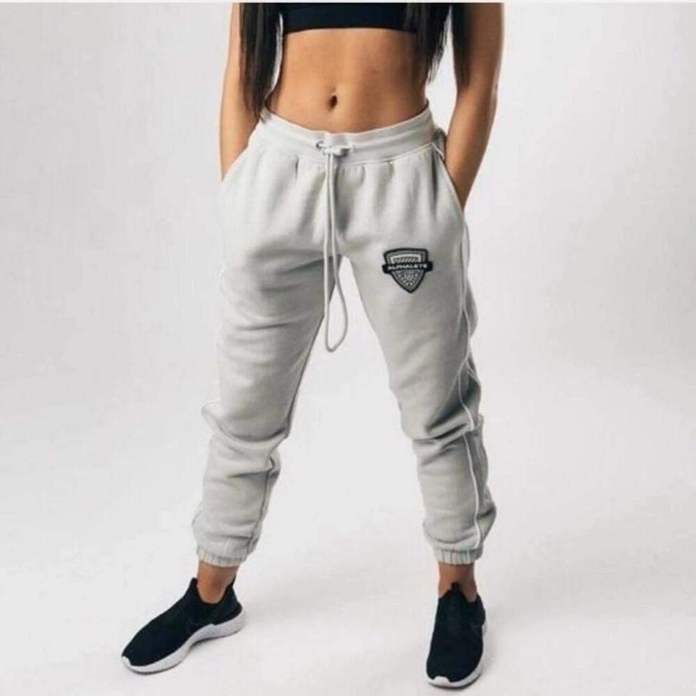 Alphalete Identity Joggers Cream Competition Gym Sweatpants Logo 28” Men’s S/M - Picture 3 of 6